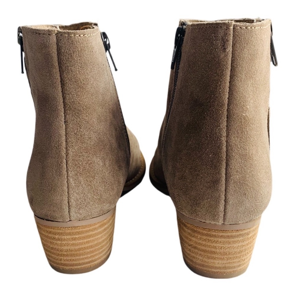 Diba True Tan Suede Leather Star Line Ankle Bootie Double Side Zippers Size 8.5 - Picture 5 of 16